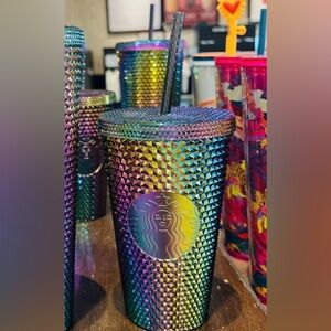 Starbucks Oil Slick Rainbow Studded Cup Tumbler 16oz New 2023 Fall US Release